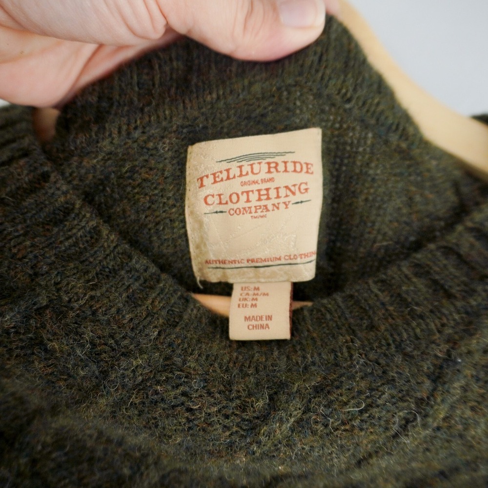 Telluride Clothing Men's Wool Sweater with Cordoroy Shoulder Patches M Grandpa - Picture 5 of 9